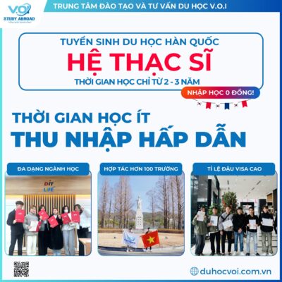 Du học Hàn Quốc V.O.I tuyển sinh hệ thạc sĩ